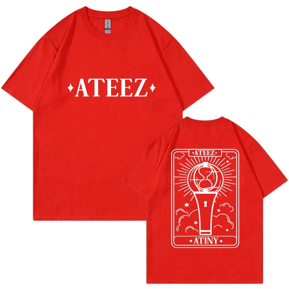 Korean ATEEZ The World Ep Fin Will Tour T Shirts Fashion Harajuku T Shirt Men Women Hip Hop Loose Cotton T-shirt Kpop Streetwear otakupop.store