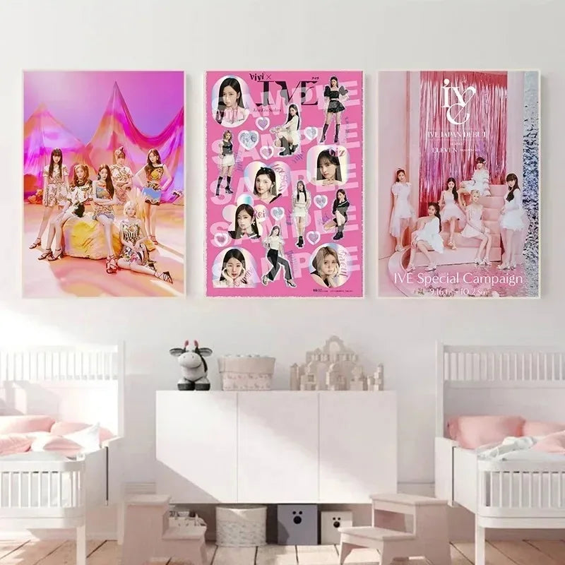 Kpop IVE Poster Wall Art Studio Album I’ve IVE Korean Fashion Cute Group Idol Picture Canvas Painting Room Home Decor Fans Gift otakupop.store