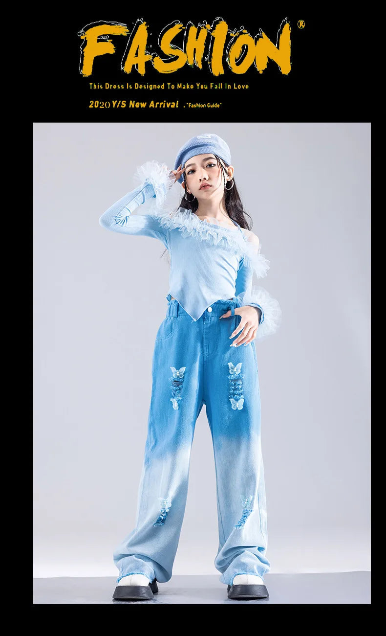 Girls K-pop Elegant Crop Top Cargo Pants Children Hip Hop Jazz Dance Shorts Kids Sweet Streetwear Costume Princess Clothes Sets otakupop.store
