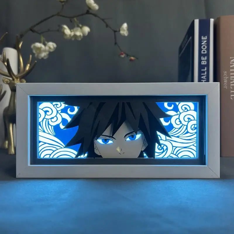 Demon Slayer Kamado Tanjirou Anime 3D Photo Frame Light Manga Night Light Laser Carving Paper Lamp Room Decoration Lamp Gift otakupop.store