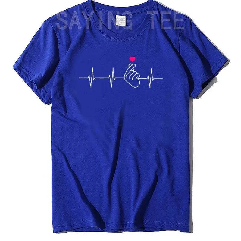 T-shirt K-Pop manches courtes avec design cœur doigt style coréen pour fans de musique K-Pop