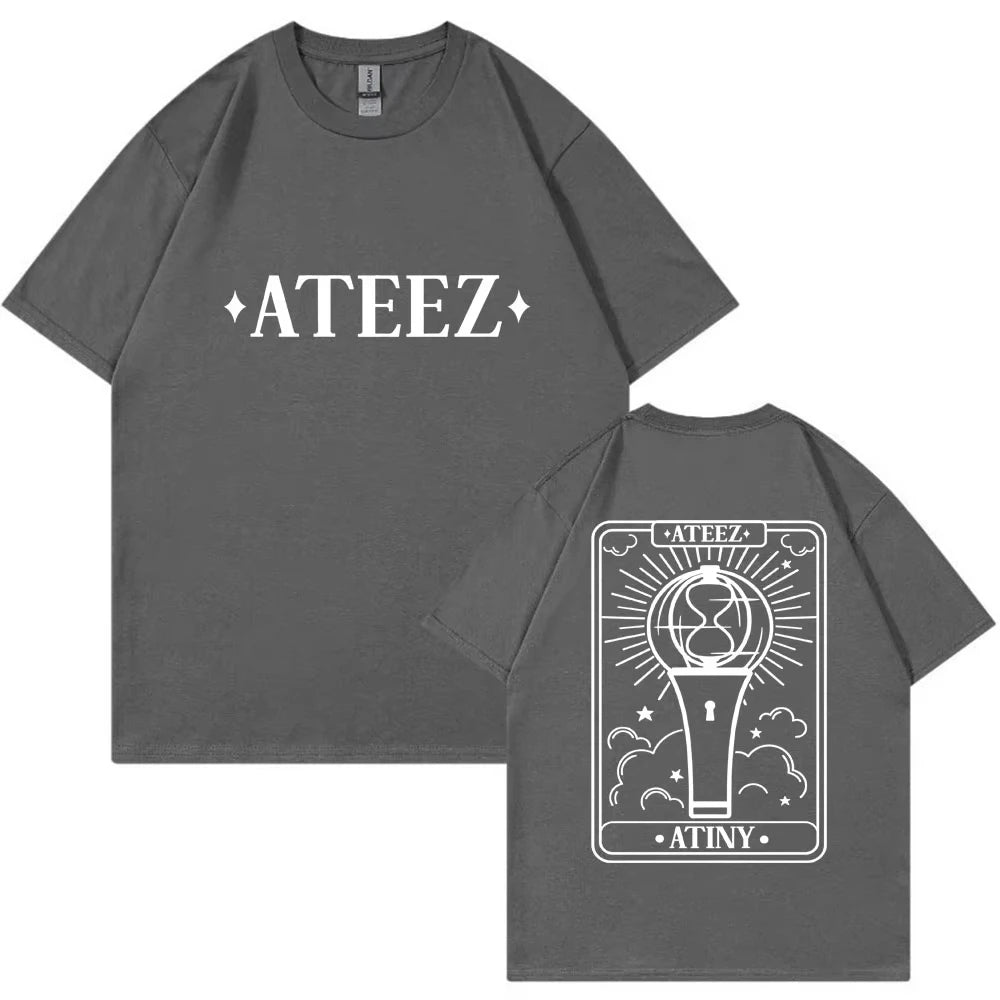 Korean ATEEZ The World Ep Fin Will Tour T Shirts Fashion Harajuku T Shirt Men Women Hip Hop Loose Cotton T-shirt Kpop Streetwear otakupop.store