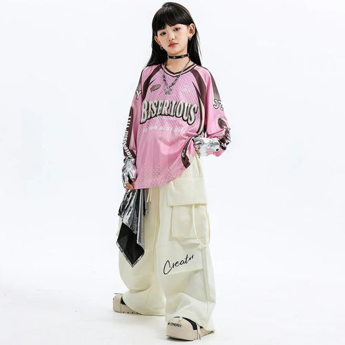 Girls K-pop Elegant Crop Top Cargo Pants Children Hip Hop Jazz Dance Shorts Kids Sweet Streetwear Costume Princess Clothes Sets otakupop.store