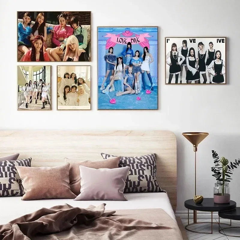 Kpop IVE Poster Wall Art Studio Album I’ve IVE Korean Fashion Cute Group Idol Picture Canvas Painting Room Home Decor Fans Gift otakupop.store