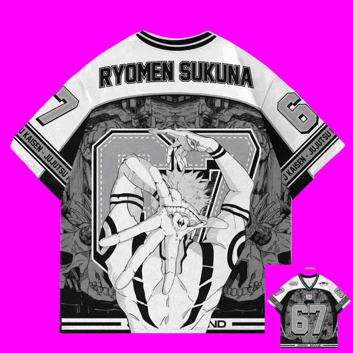 67 Jersey Ryomen Sukuna Jujutsu Kaisen Anime Style Kpop Baseball Hockey Tshirt Fashion Streetwear Anime Daily Unisex Tops Tees otakupop.store