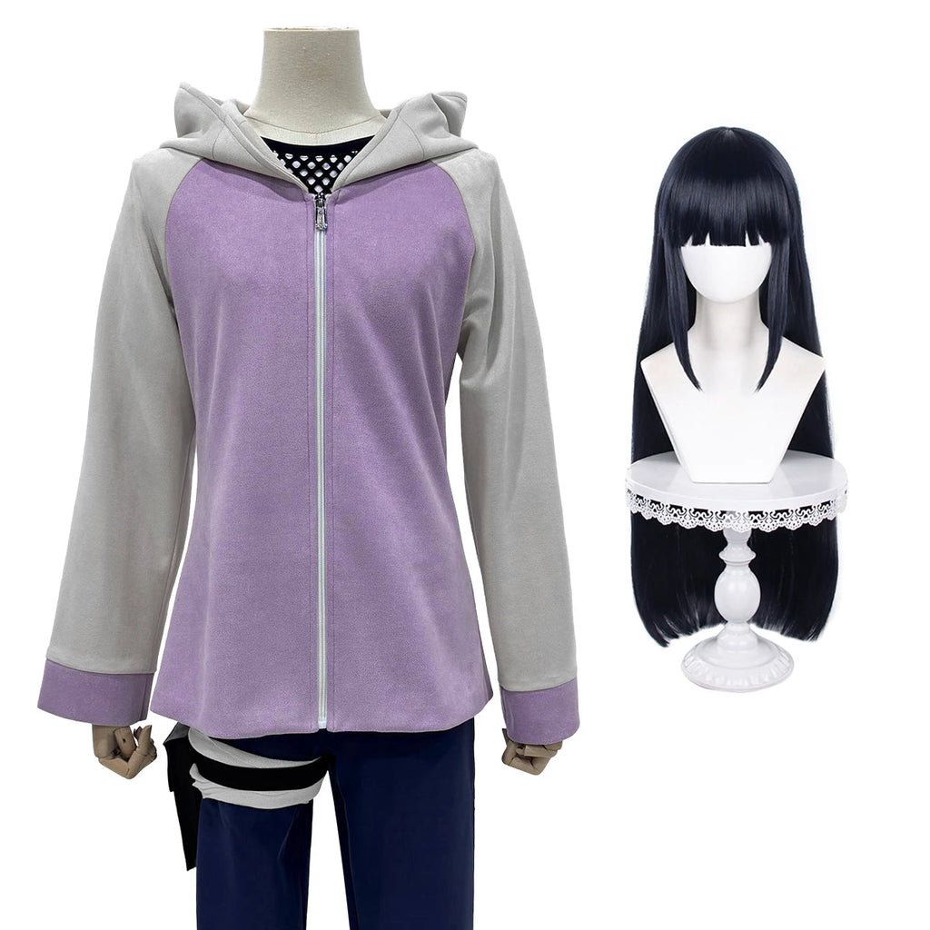 HOLOUN Anime Hyuga Hinata Cosplay Costume Wig Tracksuit Pants Fish Net Top Leg Pouch Cos Convention Daily Wear Gift otakupop.store