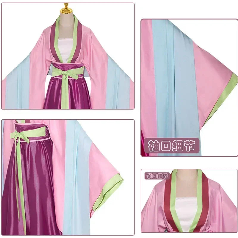 2026 New Maomao Cosplay Costume Wig Anime The Apothecary Diaries Pink Dress Halloween Party for Women otakupop.store
