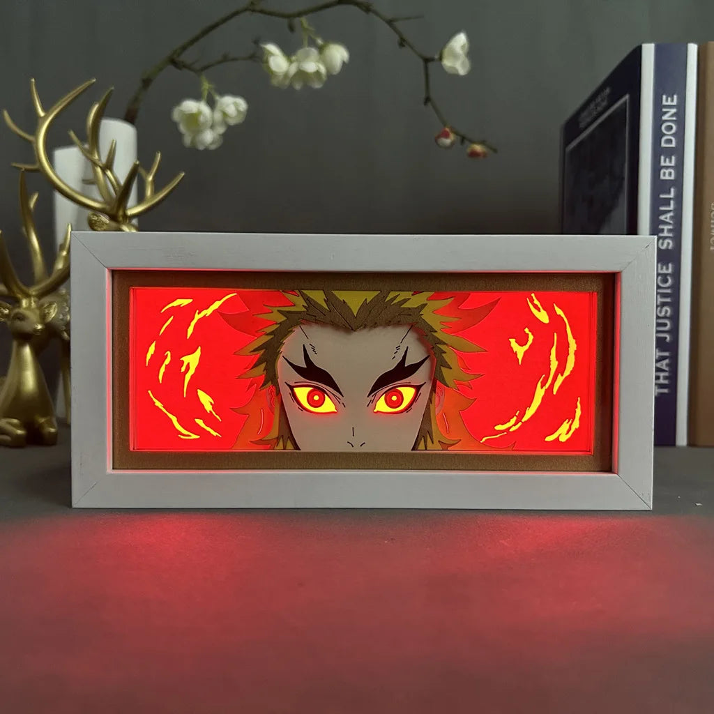 Demon Slayer Kamado Tanjirou Anime 3D Photo Frame Light Manga Night Light Laser Carving Paper Lamp Room Decoration Lamp Gift otakupop.store