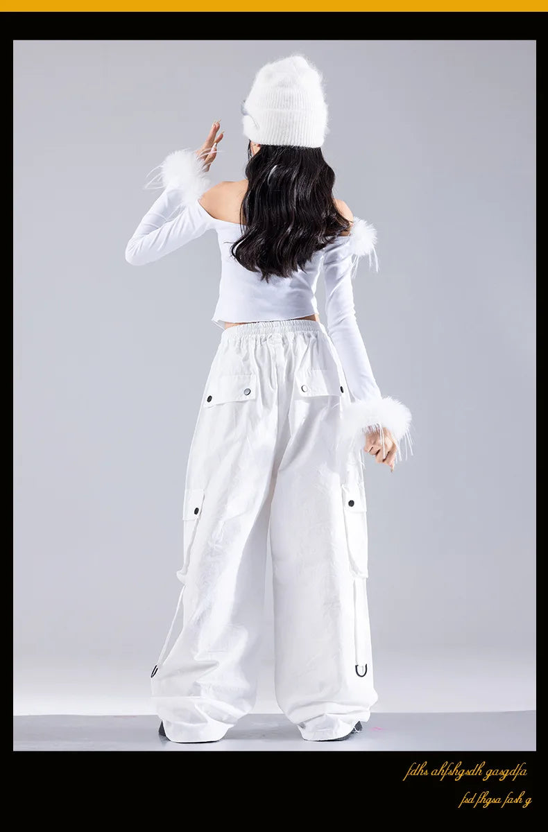 Girls K-pop Elegant Crop Top Cargo Pants Children Hip Hop Jazz Dance Shorts Kids Sweet Streetwear Costume Princess Clothes Sets otakupop.store