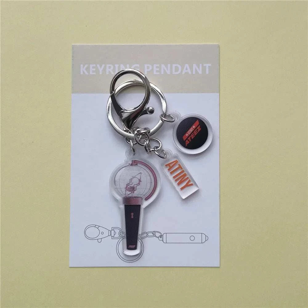 Kpop ATEEZ Brooch Keychain 3pcs/Set Lightstick Pendant Bag Hat Clothes Pins Accessories Key Ring Yeosang Mingi Yunho Fans Gift otakupop.store