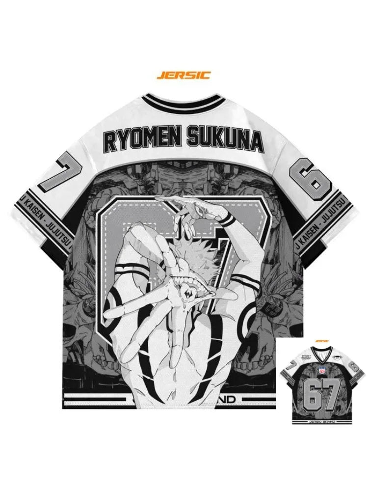  67 Jersey Ryomen Sukuna Jujutsu Kaisen Anime Style Kpop Baseball Hockey Tshirt Fashion Streetwear Anime Daily Unisex Tops Tees otakupop.store