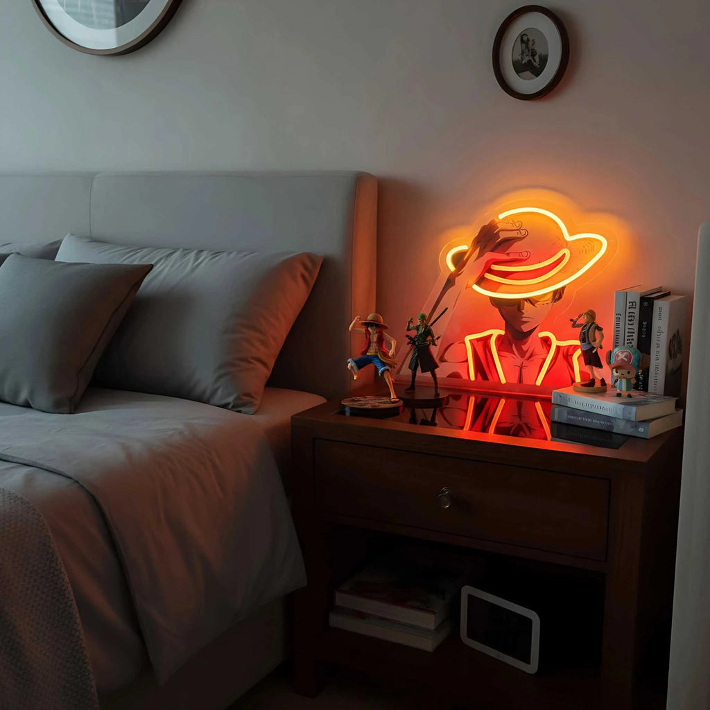 Enseigne Néon LED ONE PIECE Luffy - Décoration Murale Manga USB