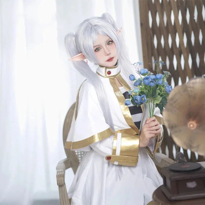 Sousou No Frieren Cosplay Costume Wig Shoes Anime Figures Magician Dress Elf Ear Halloween Party Charistmas for Women otakupop.store