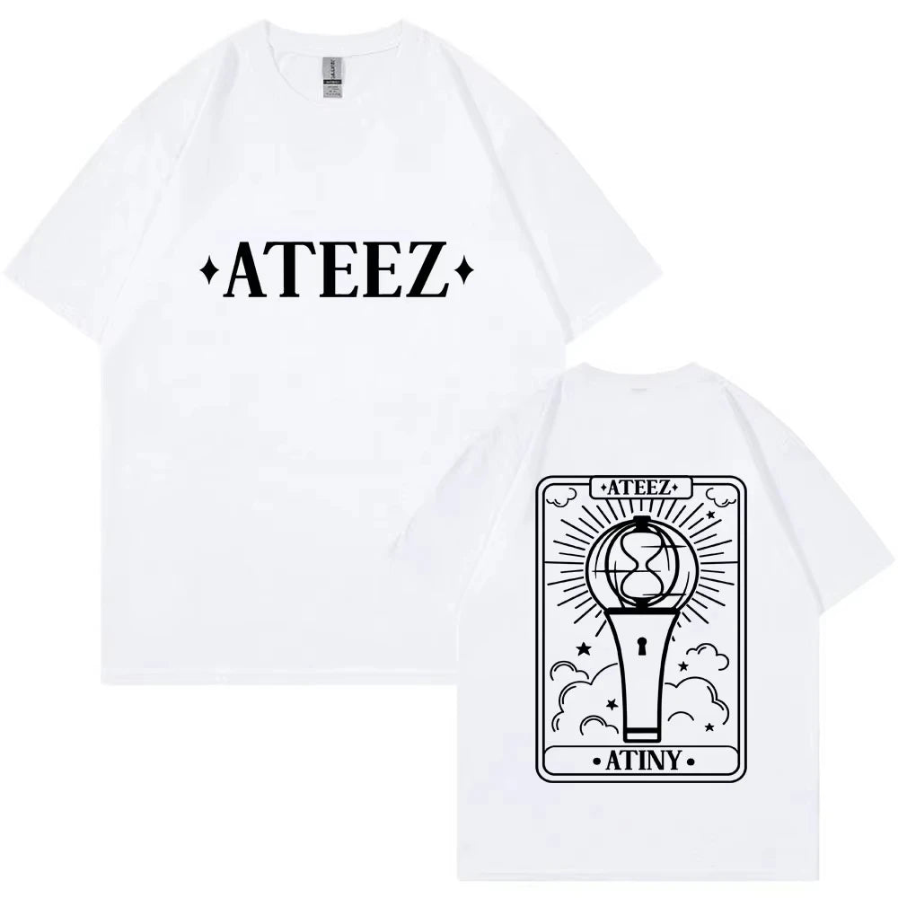 Korean ATEEZ The World Ep Fin Will Tour T Shirts Fashion Harajuku T Shirt Men Women Hip Hop Loose Cotton T-shirt Kpop Streetwear otakupop.store