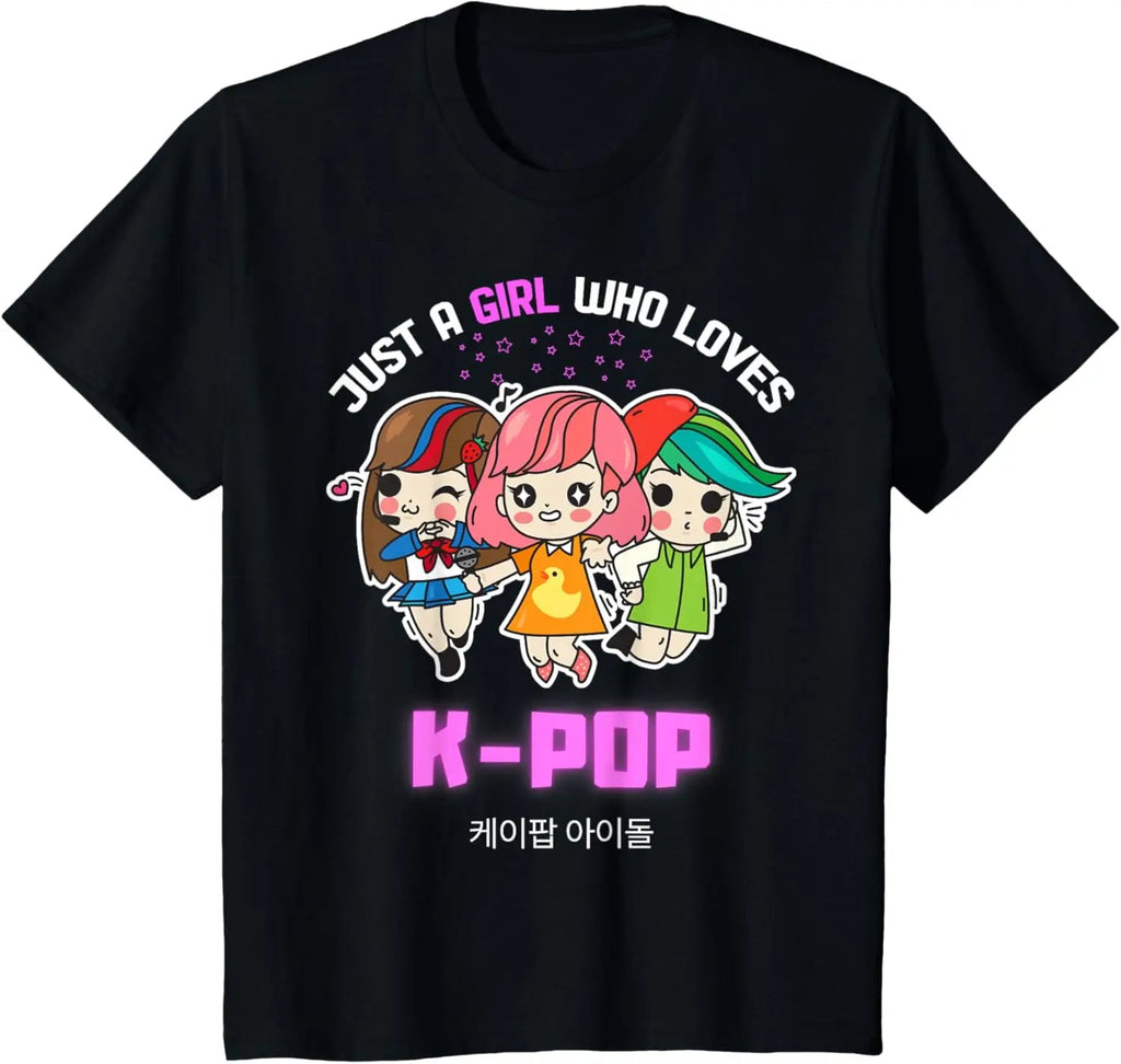 Just A Girl Who Loves K-Pop Gift for Teen Girls K-Pop Merch T-Shirt otakupop.store