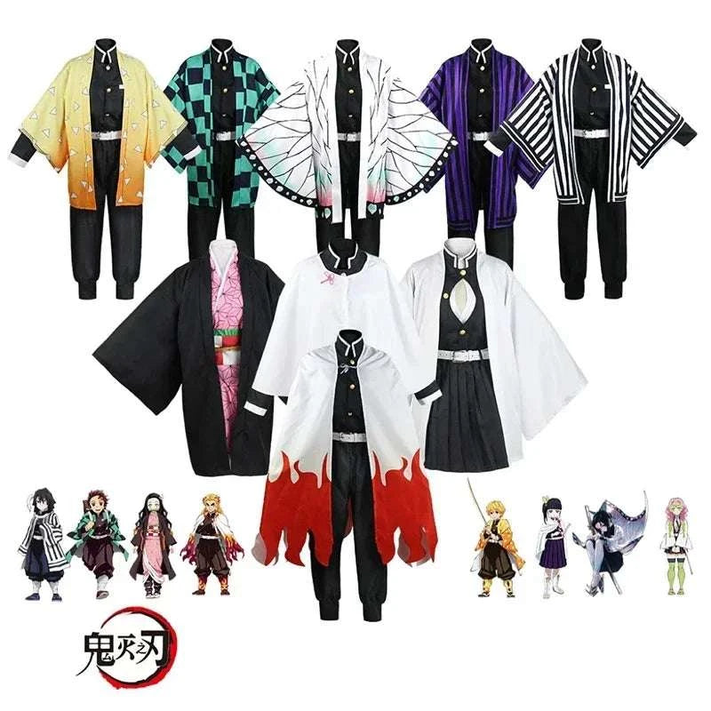 Anime Demon Slayer Kimetsu No Yaiba Zenitsu Giyu Tanjirou Kamado Nezuko Cosplay Women Kids Men Kimono Uniform Party otakupop.store