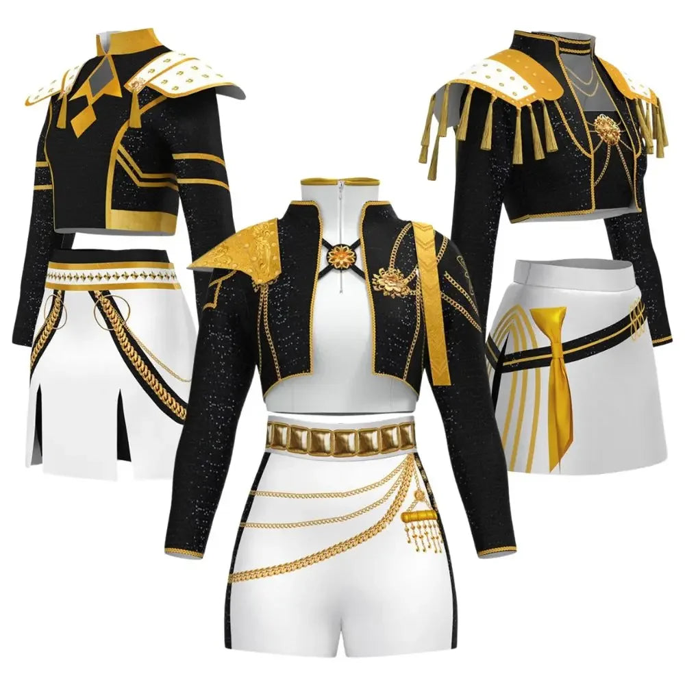 Kids Rumi Zoey Mira Demon Hunters Kpop Cosplay Costume for Child Girls Printed Clothing Roleplay Outfits Halloween Carnival Suit otakupop.store