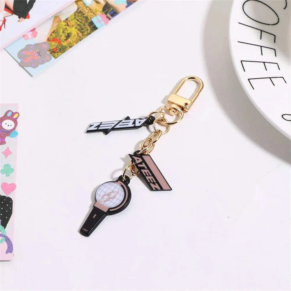 Kpop ATEEZ Brooch Keychain 3pcs/Set Lightstick Pendant Bag Hat Clothes Pins Accessories Key Ring Yeosang Mingi Yunho Fans Gift otakupop.store