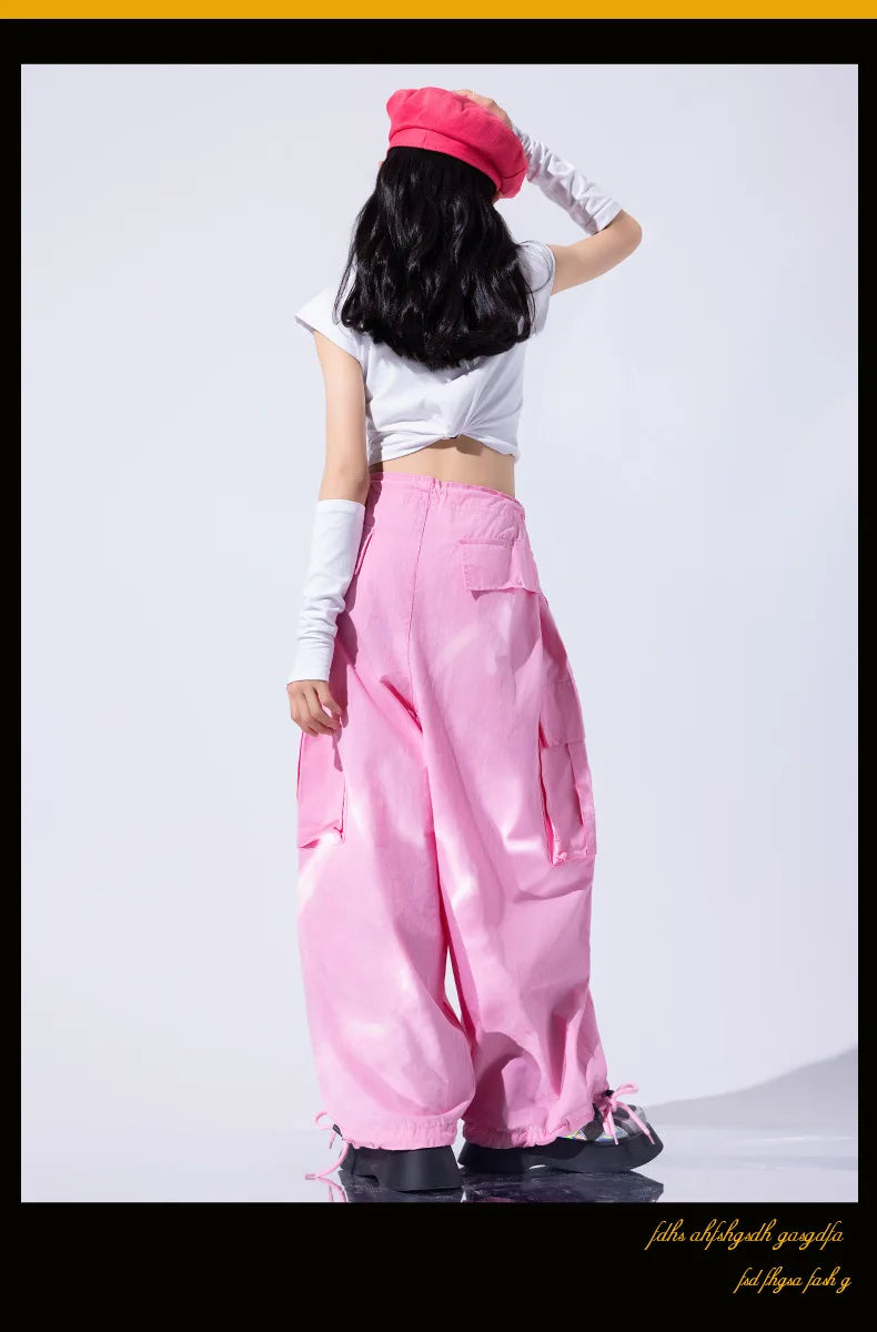 Girls Jazz Dance Performance Suit Kids Hip Hop Stage Wear Kpop Fashion Clothes White Coat Jacket White Pants Steetwear otakupop.store