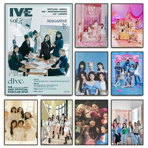 Kpop IVE Poster Wall Art Studio Album I’ve IVE Korean Fashion Cute Group Idol Picture Canvas Painting Room Home Decor Fans Gift otakupop.store