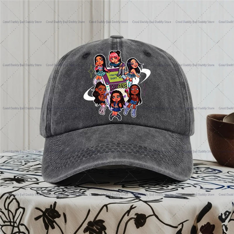 K-pop Idol K-katseye Print Baseball Caps for Girls Harajuku Hats Washed Retro Hats Men Women Vintage Spring Autumn Headgear otakupop.store
