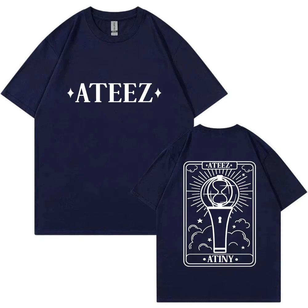 Korean ATEEZ The World Ep Fin Will Tour T Shirts Fashion Harajuku T Shirt Men Women Hip Hop Loose Cotton T-shirt Kpop Streetwear otakupop.store