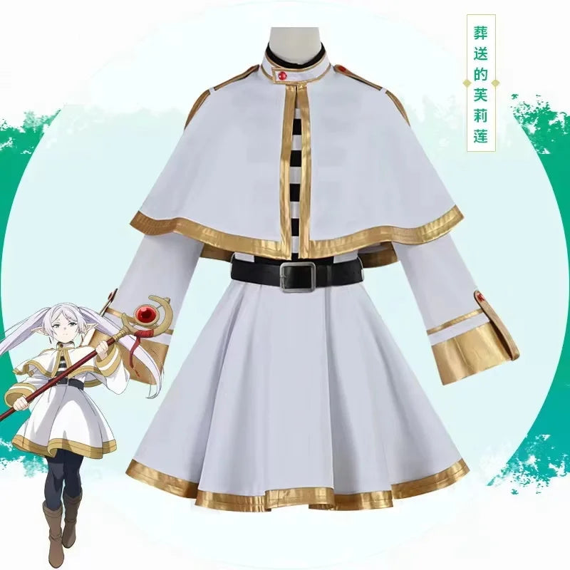 Sousou No Frieren Cosplay Costume Wig Shoes Anime Figures Magician Dress Elf Ear Halloween Party Charistmas for Women otakupop.store