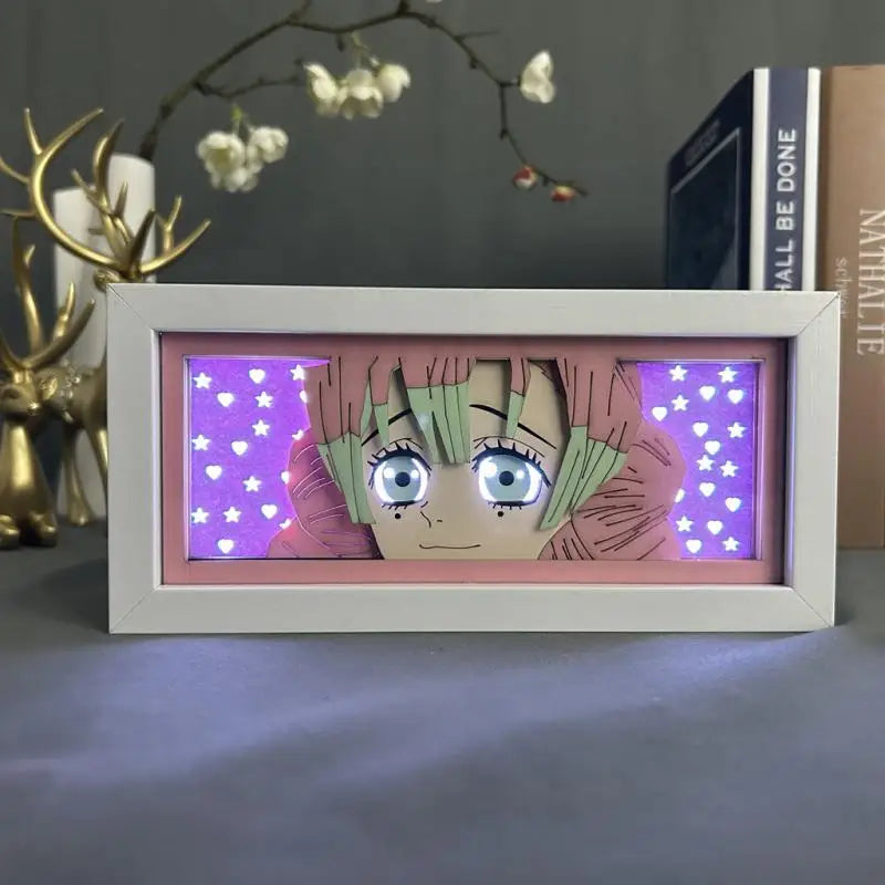 Demon Slayer Kamado Tanjirou Anime 3D Photo Frame Light Manga Night Light Laser Carving Paper Lamp Room Decoration Lamp Gift otakupop.store