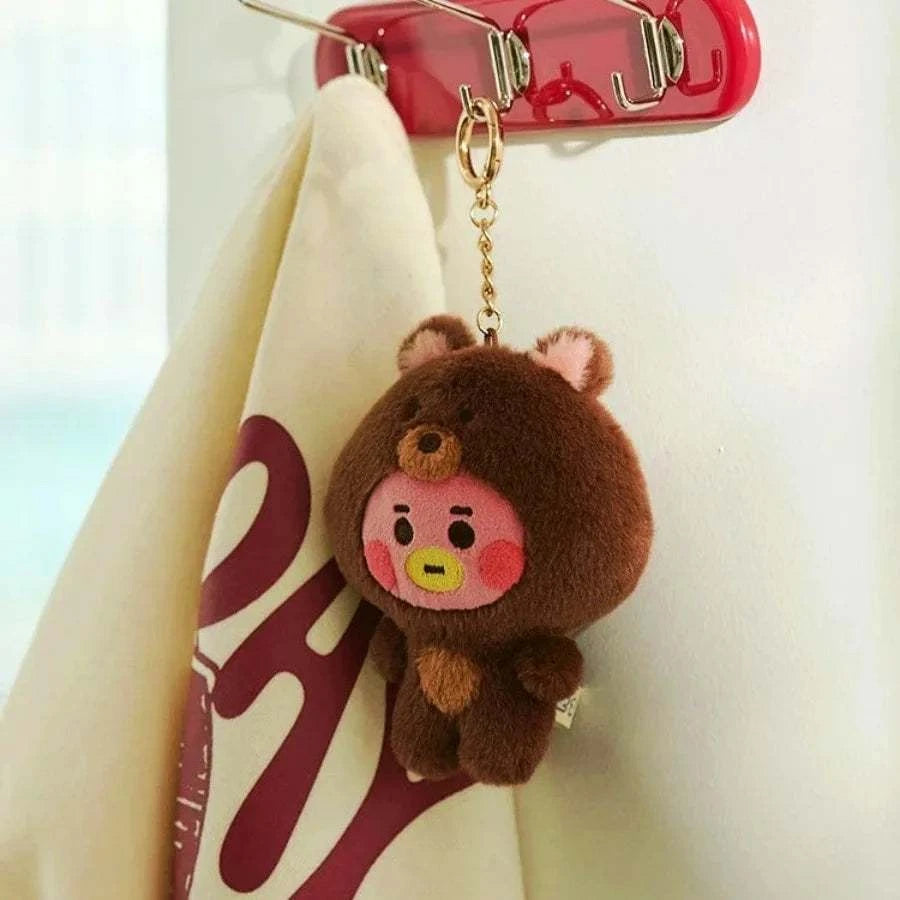 Porte-clés peluche BT-21 KPOP en polyester avec coton PP, collection ARMY unisexe, suspendu au sac.