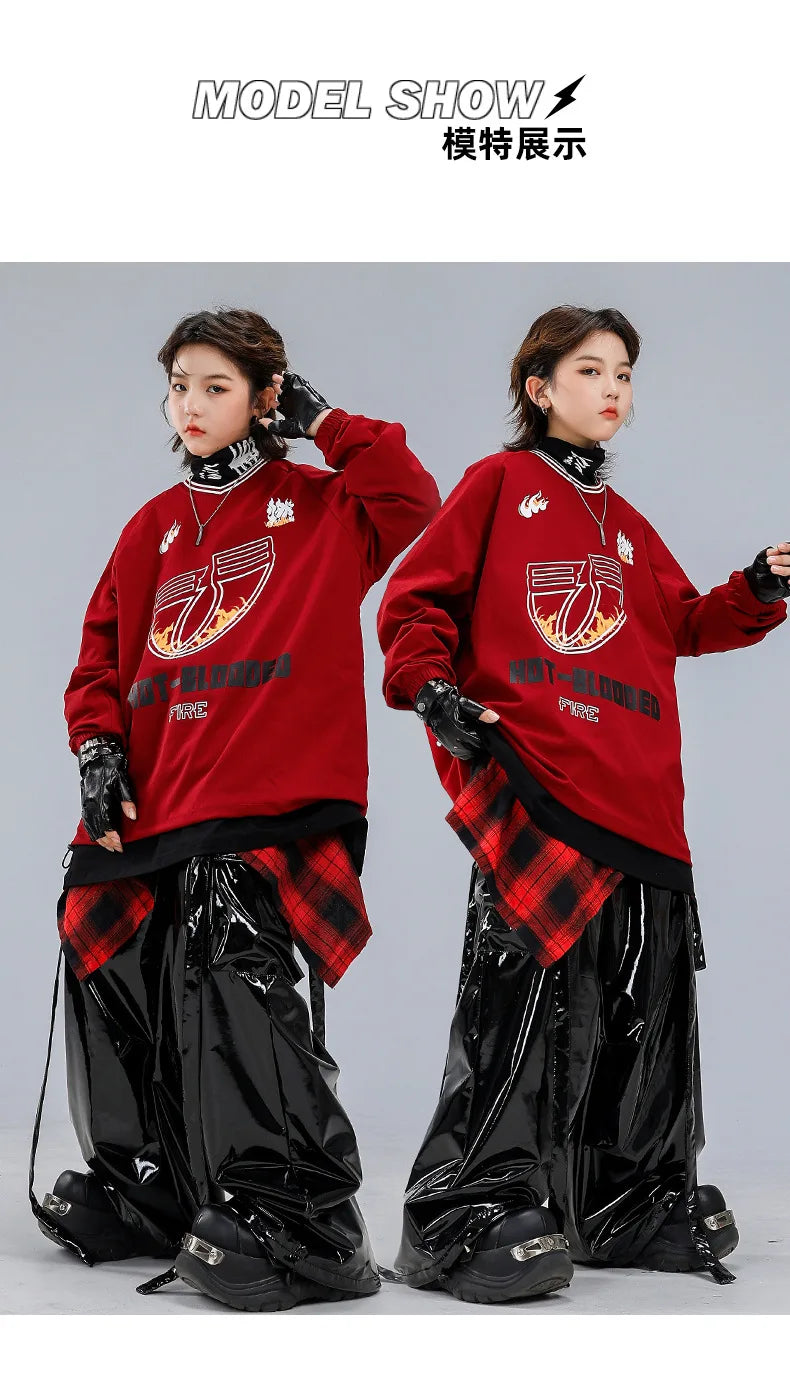 Boys Hip Hop Sweatshirt Shiny Vest Street Dance Cargo Pants Girls K-pop Clothes Set Kid Hip Hop Jazz Costume Children Streetwear otakupop.store