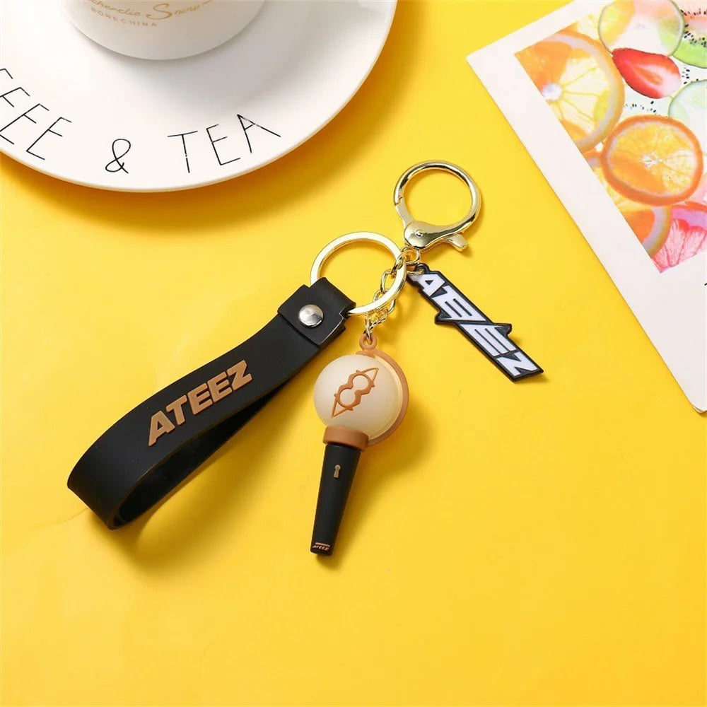 Kpop ATEEZ Brooch Keychain 3pcs/Set Lightstick Pendant Bag Hat Clothes Pins Accessories Key Ring Yeosang Mingi Yunho Fans Gift otakupop.store