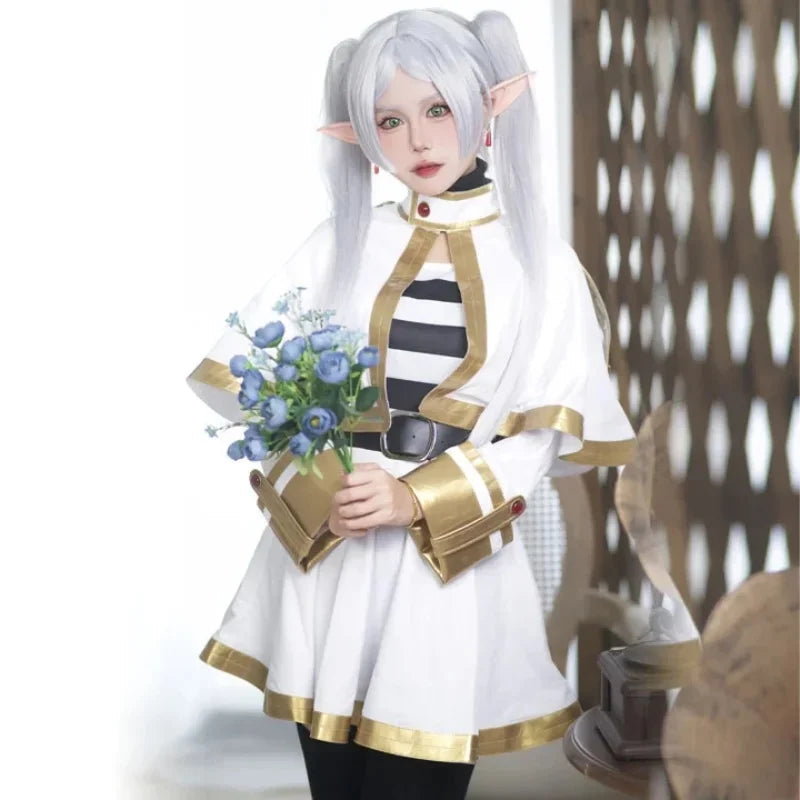 Sousou No Frieren Cosplay Costume Wig Shoes Anime Figures Magician Dress Elf Ear Halloween Party Charistmas for Women otakupop.store