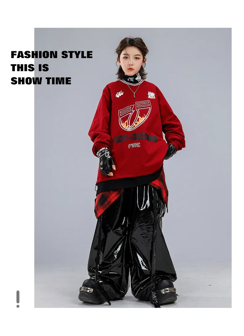 Boys Hip Hop Sweatshirt Shiny Vest Street Dance Cargo Pants Girls K-pop Clothes Set Kid Hip Hop Jazz Costume Children Streetwear otakupop.store