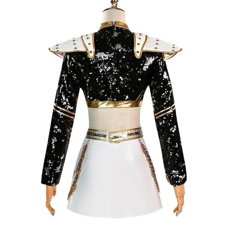 Femme en costume cosplay Rumi Zoey Demon Hunters K-pop avec perruque et tenue complète tailles XS à XXXL et 110-150 enfant