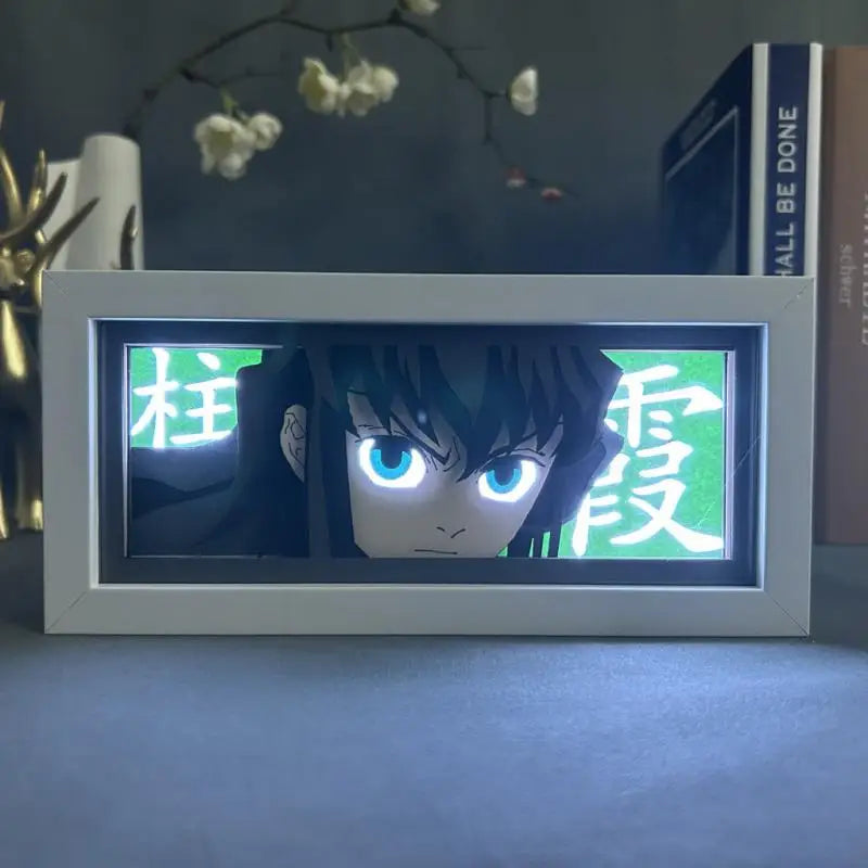 Demon Slayer Kamado Tanjirou Anime 3D Photo Frame Light Manga Night Light Laser Carving Paper Lamp Room Decoration Lamp Gift otakupop.store