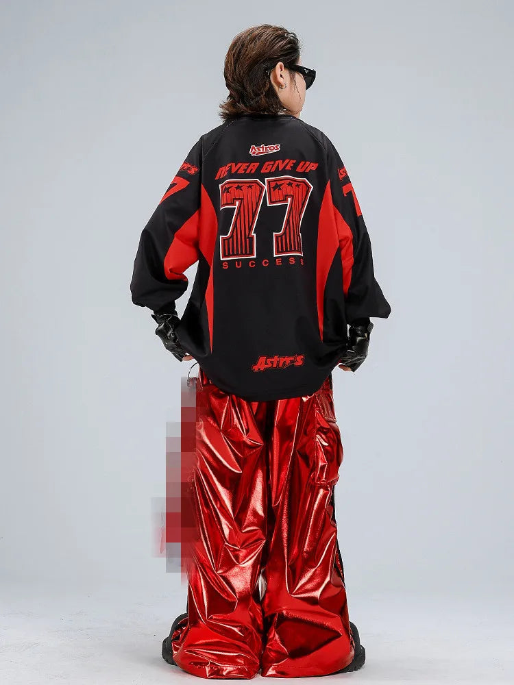 Boys Hip Hop Sweatshirt Shiny Vest Street Dance Cargo Pants Girls K-pop Clothes Set Kid Hip Hop Jazz Costume Children Streetwear otakupop.store