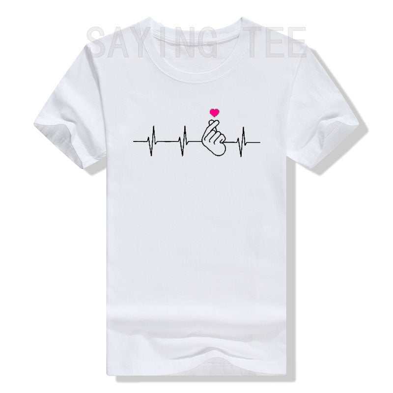 T-shirt K-Pop manches courtes avec cœur fait main style coréen pour fans de K-Drama et musique pop