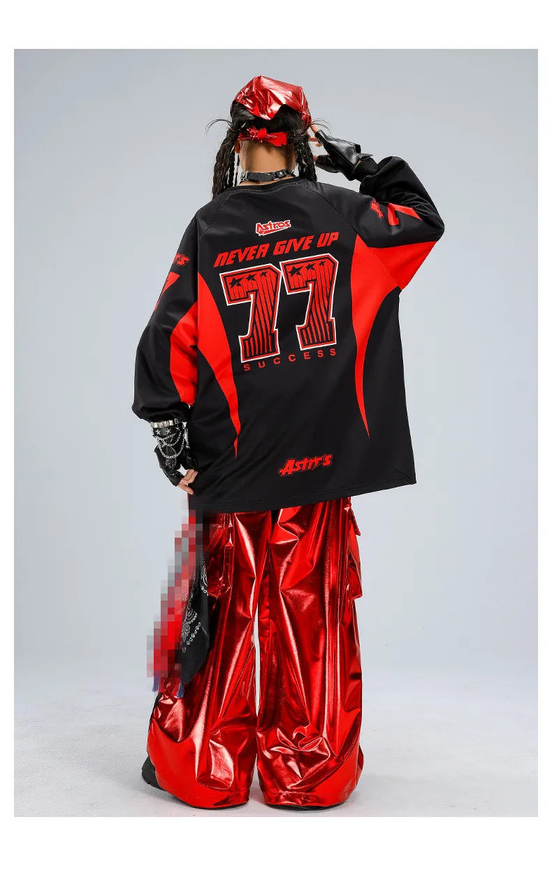 Boys Hip Hop Sweatshirt Shiny Vest Street Dance Cargo Pants Girls K-pop Clothes Set Kid Hip Hop Jazz Costume Children Streetwear otakupop.store