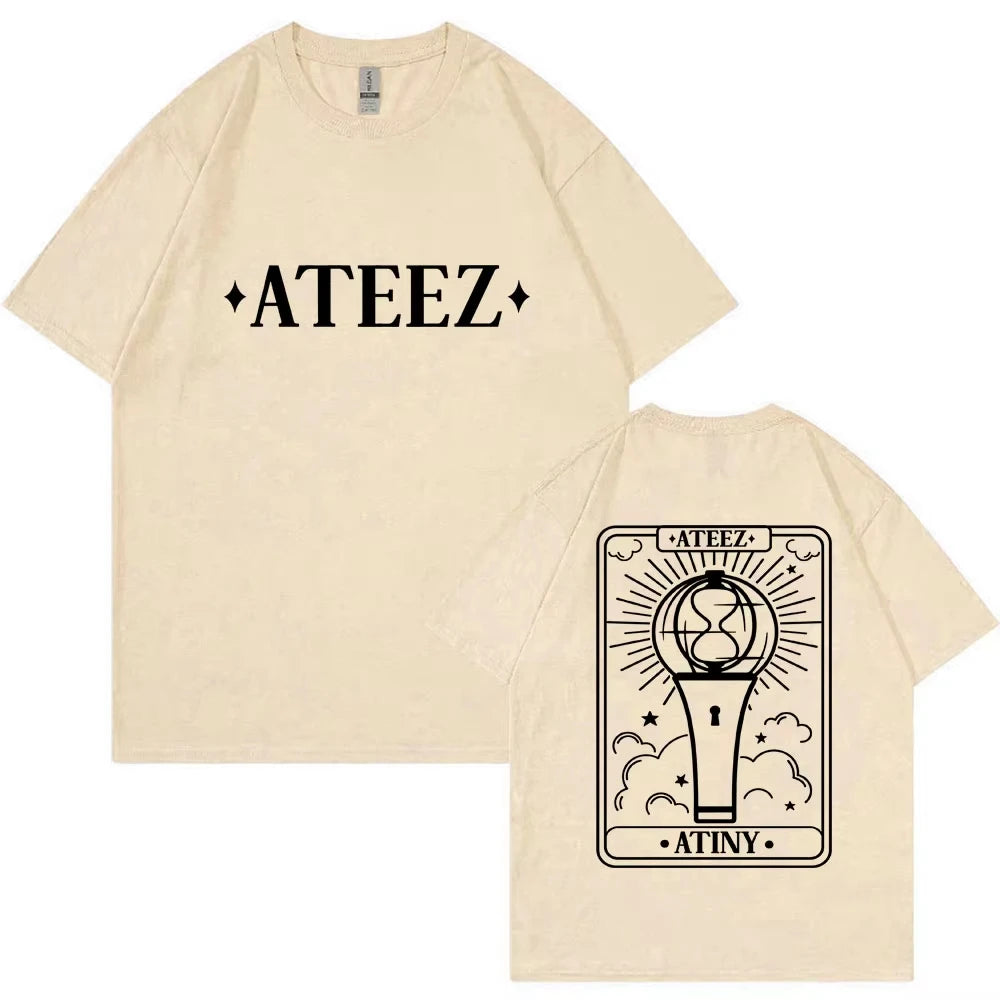 Korean ATEEZ The World Ep Fin Will Tour T Shirts Fashion Harajuku T Shirt Men Women Hip Hop Loose Cotton T-shirt Kpop Streetwear otakupop.store