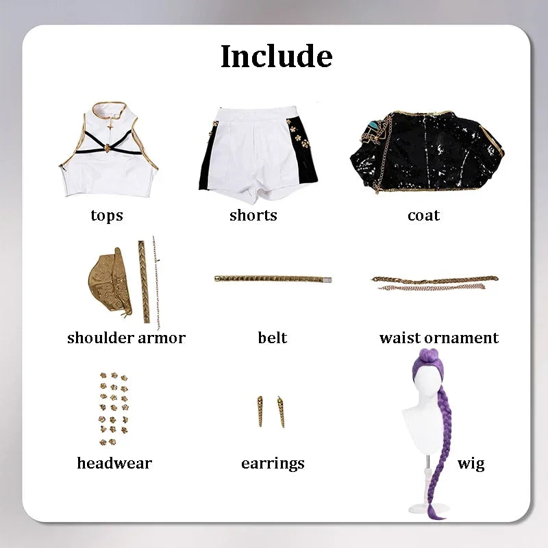 Rumi Zoey Mira Cosplay KPop Demon Hunters Cosplay Costume Wig Women Black Golden Suit Halloween Party Role Playing Outfit otakupop.store