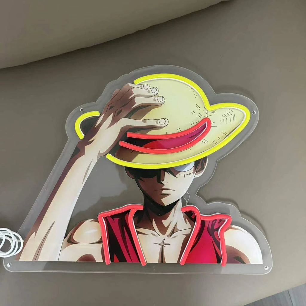Enseigne Néon LED ONE PIECE Luffy - Décoration Murale Manga USB