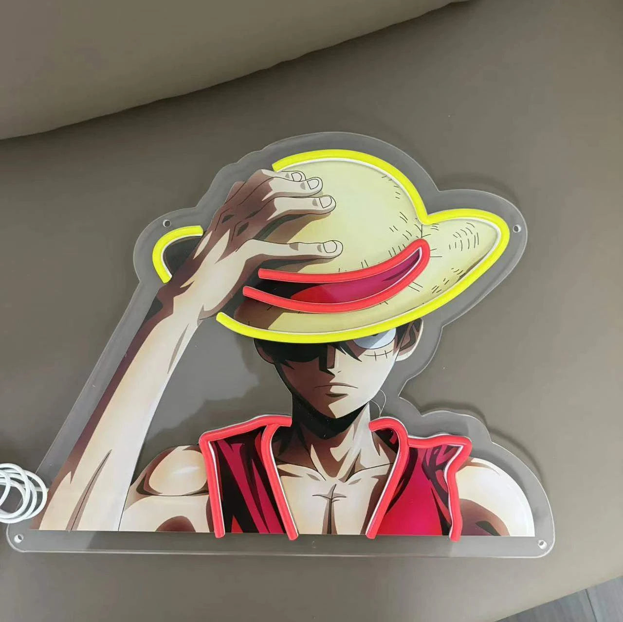 Enseigne Néon LED ONE PIECE Luffy - Décoration Murale Manga USB