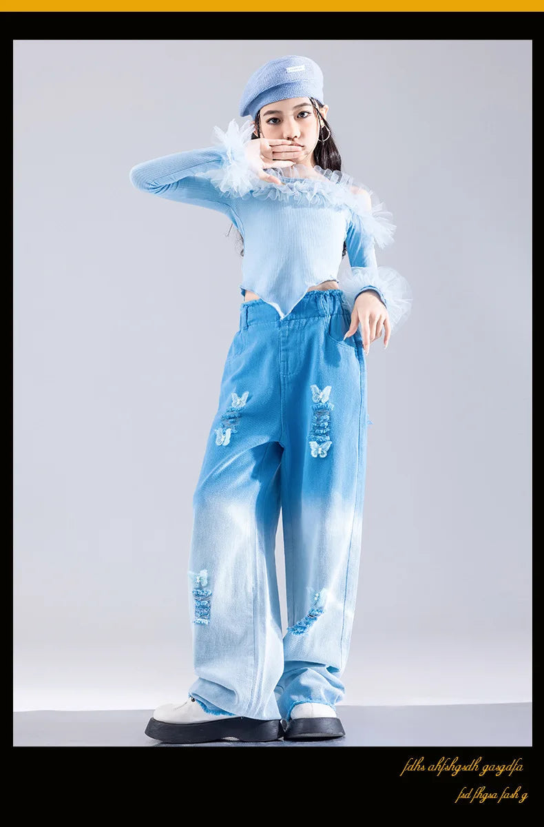 Girls K-pop Elegant Crop Top Cargo Pants Children Hip Hop Jazz Dance Shorts Kids Sweet Streetwear Costume Princess Clothes Sets otakupop.store