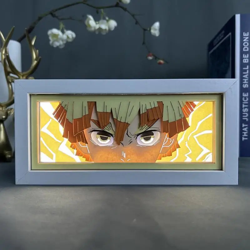 Demon Slayer Kamado Tanjirou Anime 3D Photo Frame Light Manga Night Light Laser Carving Paper Lamp Room Decoration Lamp Gift otakupop.store