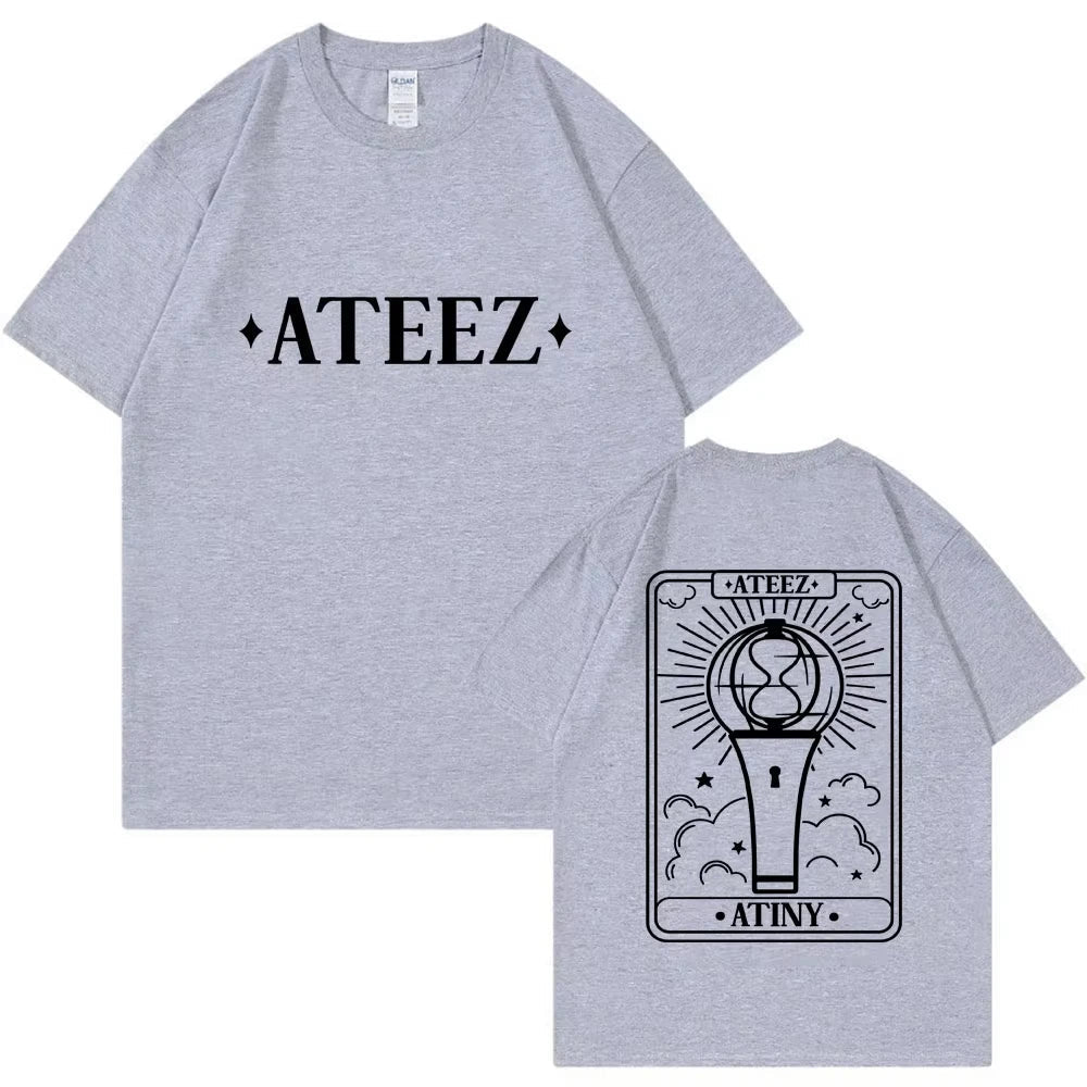 Korean ATEEZ The World Ep Fin Will Tour T Shirts Fashion Harajuku T Shirt Men Women Hip Hop Loose Cotton T-shirt Kpop Streetwear otakupop.store