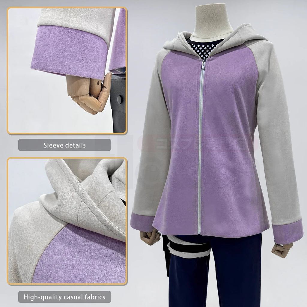 HOLOUN Anime Hyuga Hinata Cosplay Costume Wig Tracksuit Pants Fish Net Top Leg Pouch Cos Convention Daily Wear Gift otakupop.store