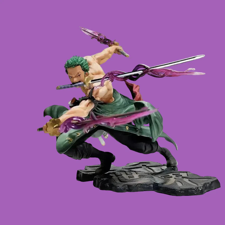 Figurine GK Roronoa Zoro 10cm avec trois lames posture de combat One Piece statue de collection
